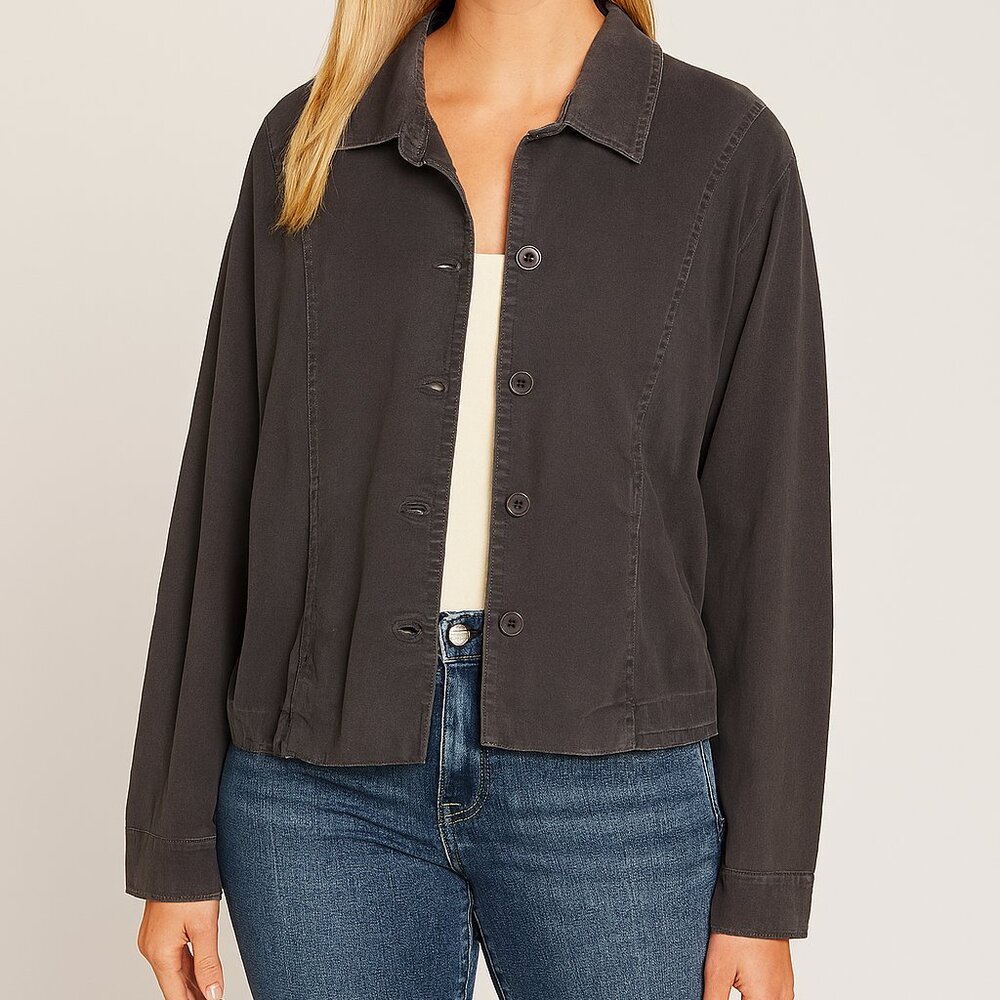 Eileen Fisher‎ Organic Cotton Lightweight Jacket Dark Grey Size Large